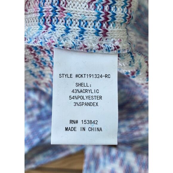 Code x Mode Boho Pullover Sweater Long Sleeve V-Neck Color Blocked Blue Size XS - Picture 7 of 8